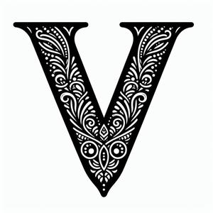 Frottage creation: letter V (version 6)