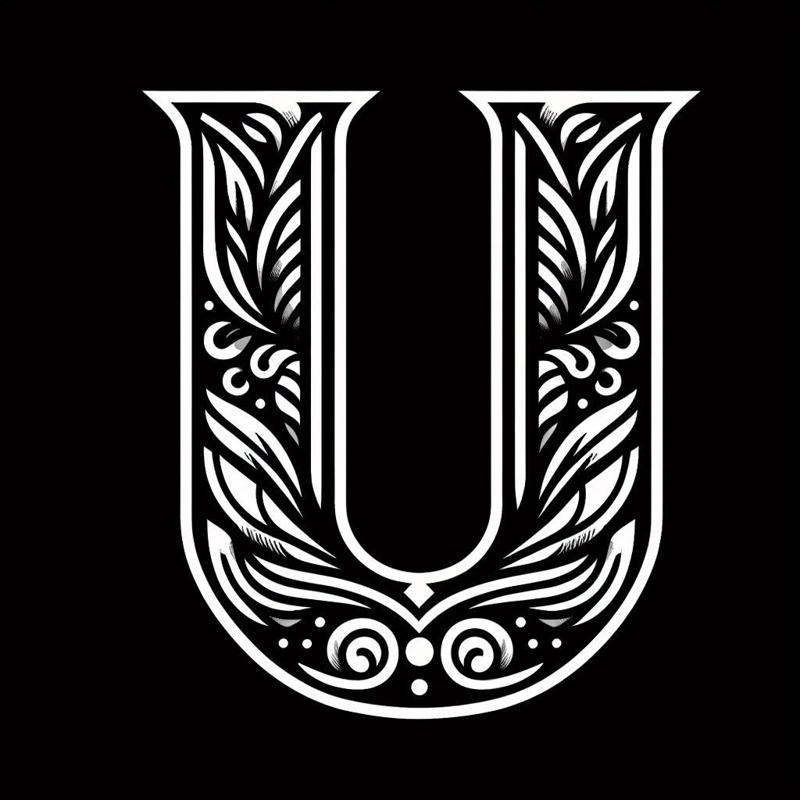 Frottage creation: letter U (version 4)