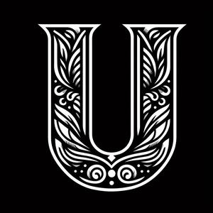 Frottage creation: letter U (version 4)