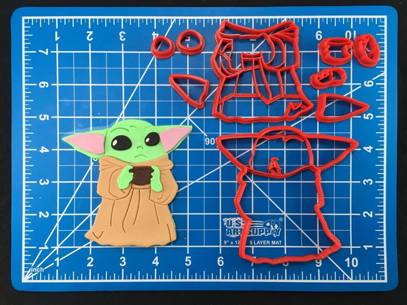 Baby Yoda Multipiece Fondant Cookie Cutter Set Multiple Sizes