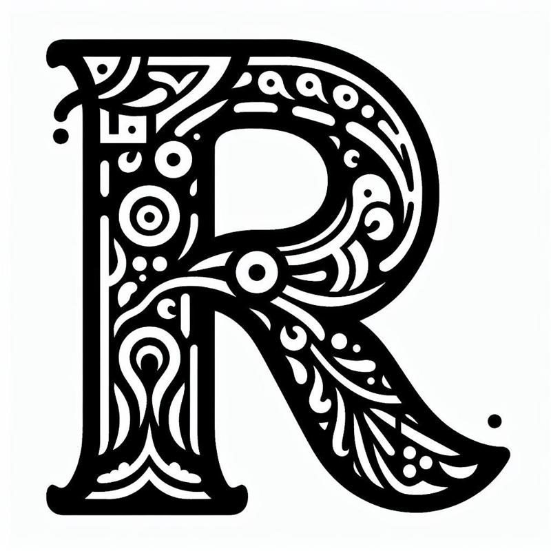 Frottage creation: letter R (version 4)