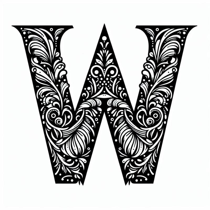 Frottage creation: letter W (version 3)