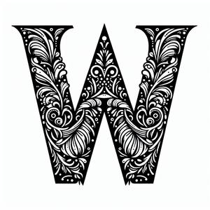 Frottage creation: letter W (version 3)