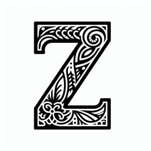Frottage creation: letter Z (version 9)