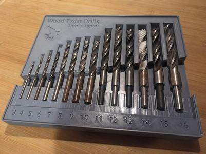 Gridfinity Bin for Twist Drill Bits 3mm- 16mm