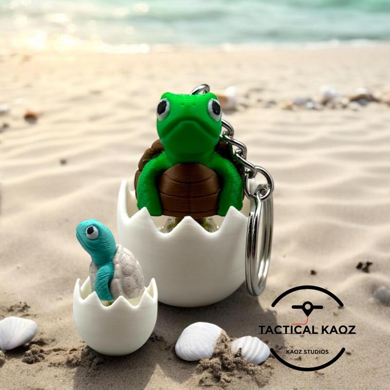 Sea Turtle Hatchling Fidget Clicker Keychain