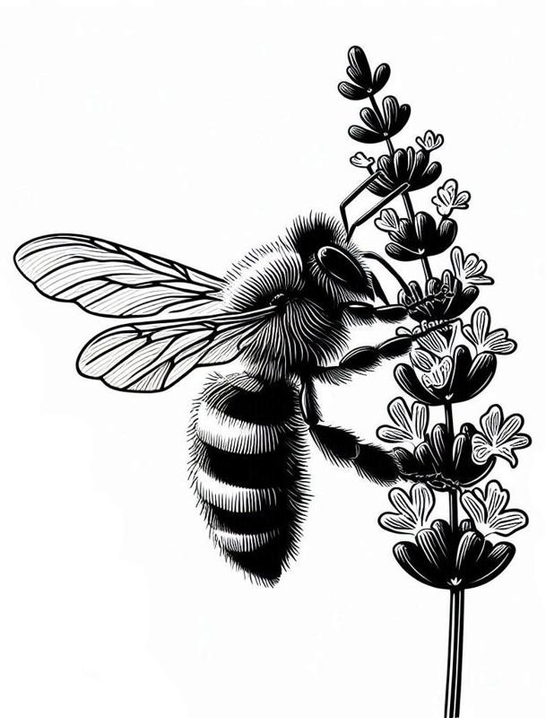 Wall art: Bee on lavender (three colours)