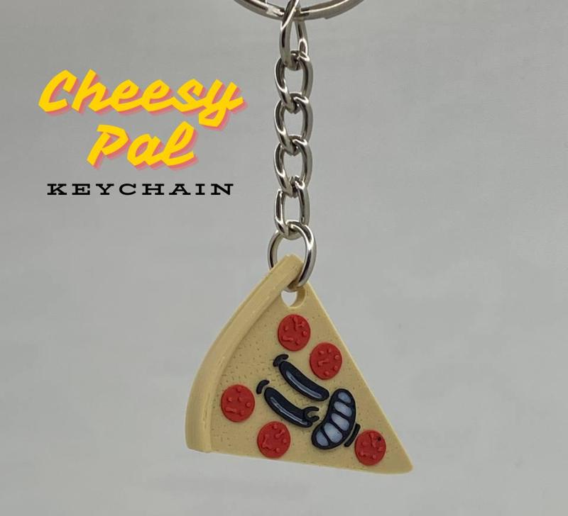 Cheesy Pal - pizza slice keychain/charm 