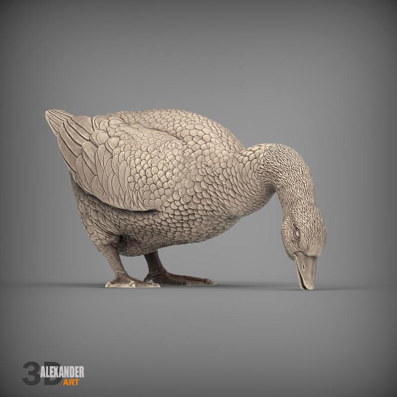 Goose is nibbling grass 3D print model