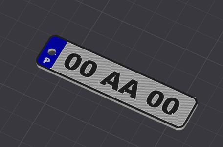 Editable European Licence Plate Keychain Facedown Print