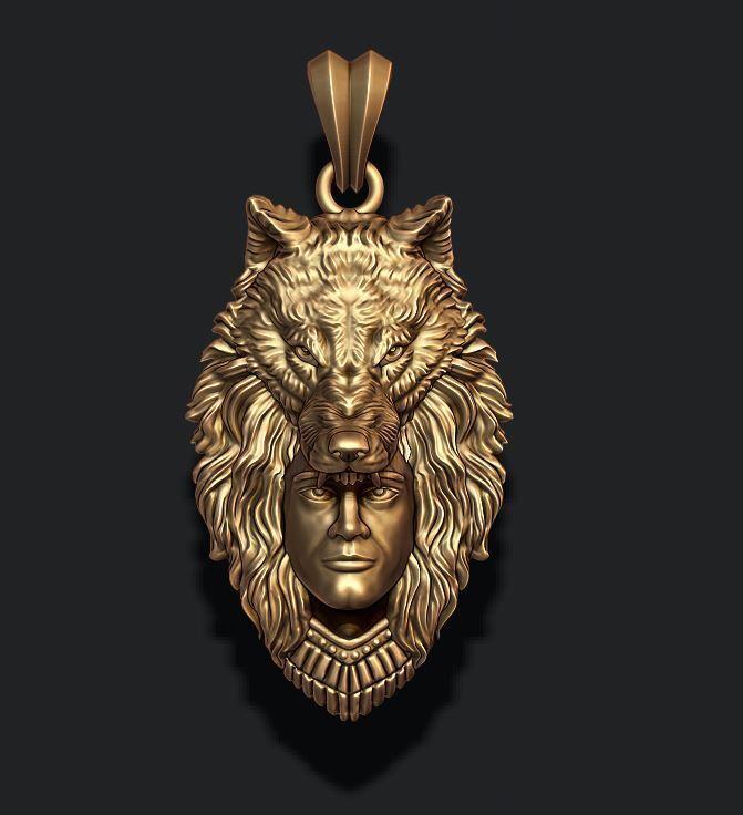 man wolf pendant 3D print model
