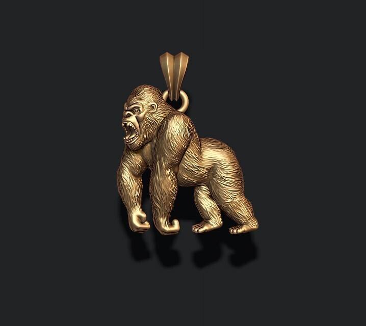 Angry roaring Gorilla pendant 3D print model