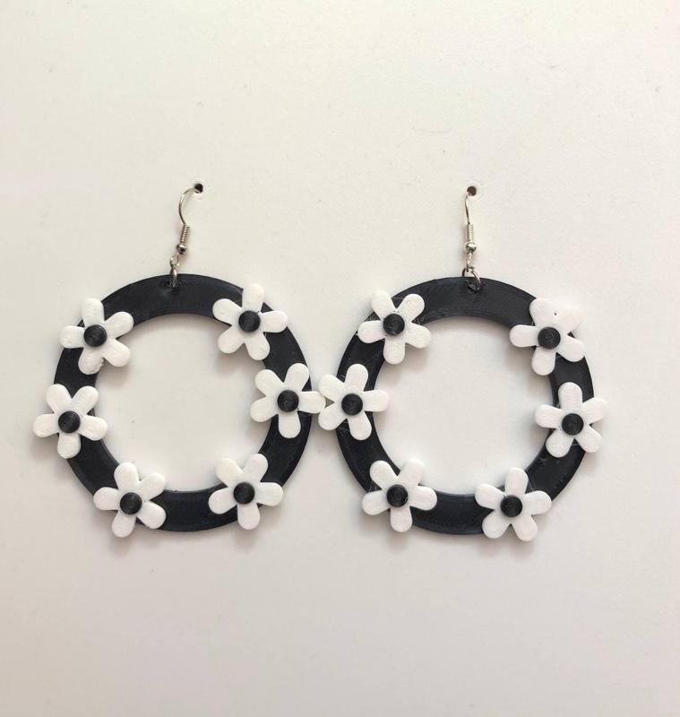 Earring flower split part pendientes flores