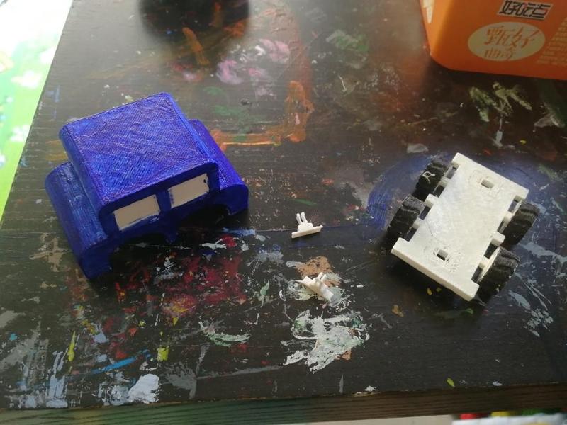 little car in the cartoon --four cartoon cars