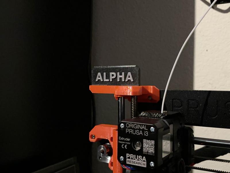 Prusa i3 MK3/S/+ Name Tag