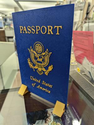 USA Passport Sign with Stands