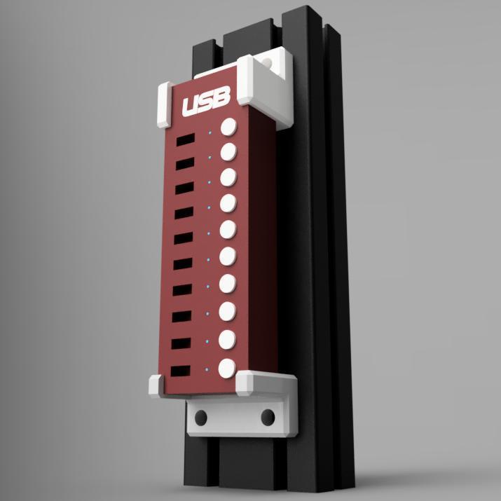 USB hub mount for extruded aluminum