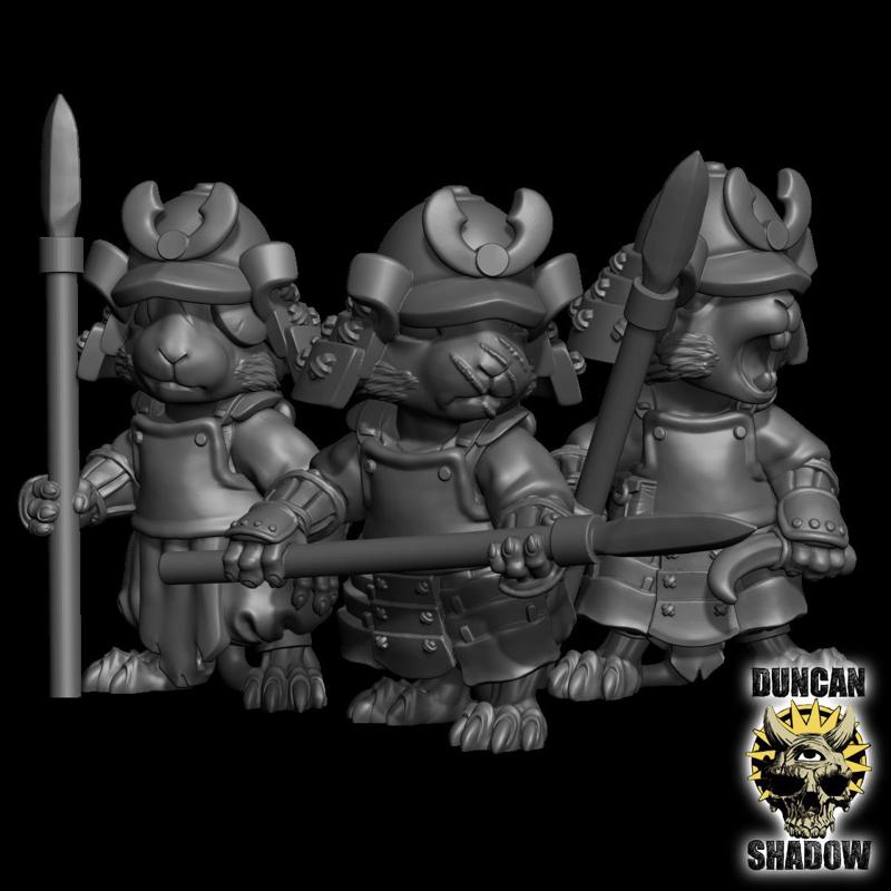 Mousle Samurai with Spears (Pre Supported)