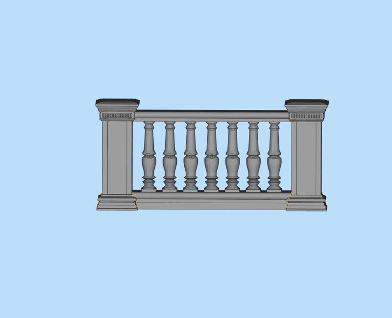 house guardrail stone pillar stone railing 13 fence shape scene digital model