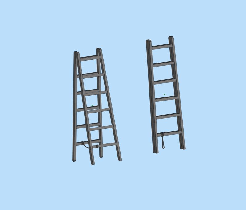 Urban road street scene wooden ladder dual form scene model
