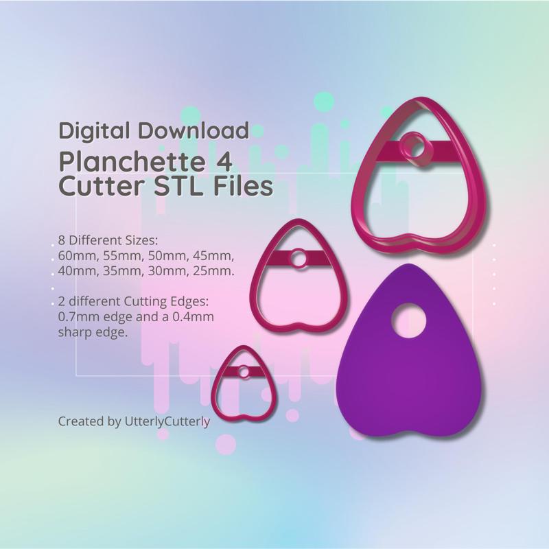 Planchette 4 Clay Cutter - Halloween STL Digital File Download- 8 sizes and 2 Cutter Versions