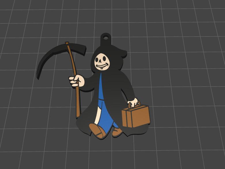 Vault Boy Grim Reaper keychain