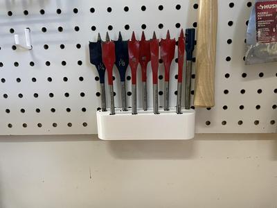 Spade Drill Bit Pegboard Mount / Holder