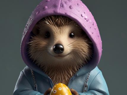 Adorable Hedgehog in a Hoodie Fast Print