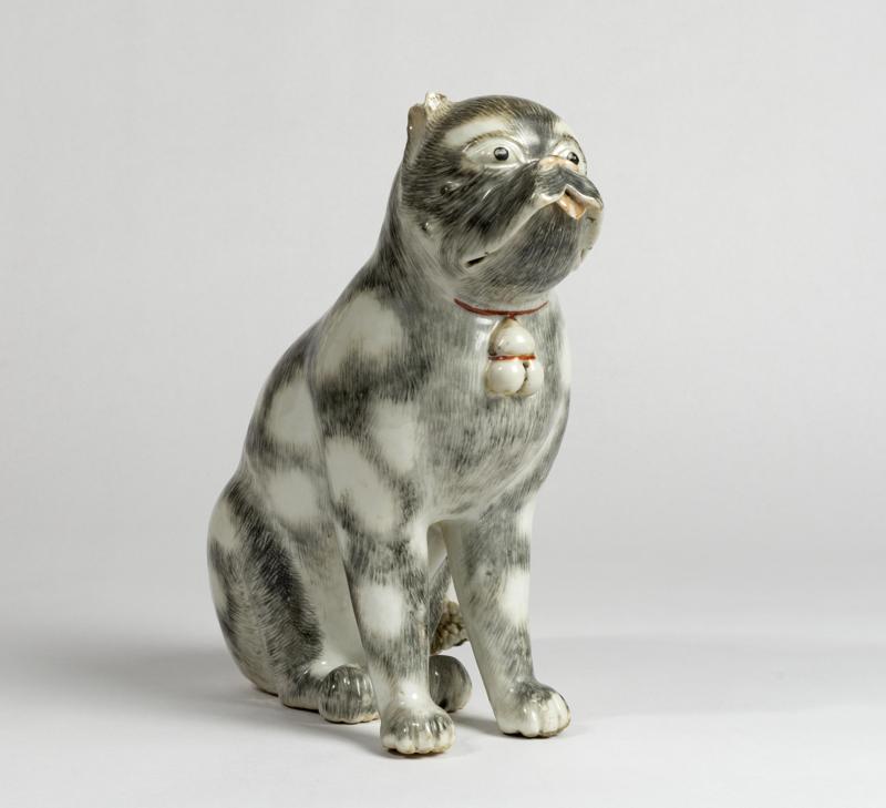 Chinese Porcelain Pug Dog A (One of a Pair)