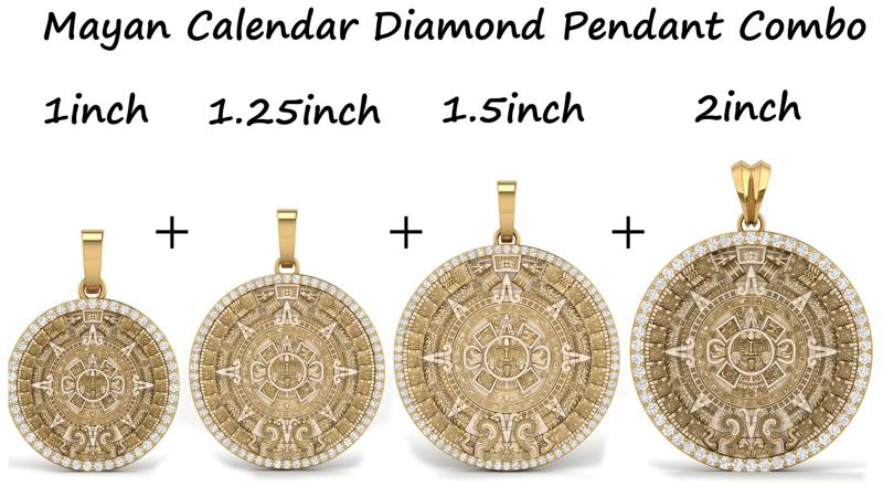 Mayan Calendar Diamond Pendant Combination of 4
