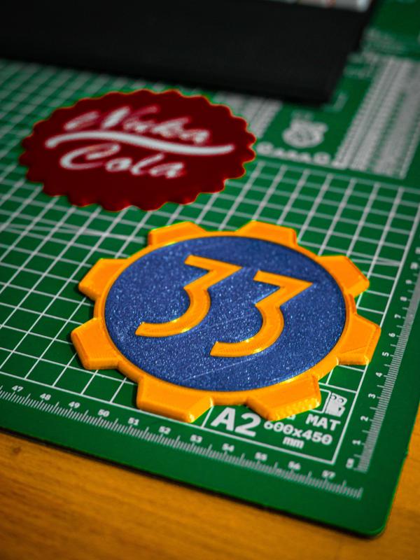 Fallout Series Coasters - Vault 33 Gear & Nuka Cola Bottle Cap (No MMU or AMS Required)