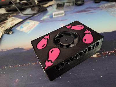 Raspberry Pi 4 case (40mm fan) MMU eggplants & Pokéballs