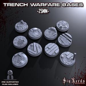 25mm Trench Style Bases (Comes with Pre Supported Files)