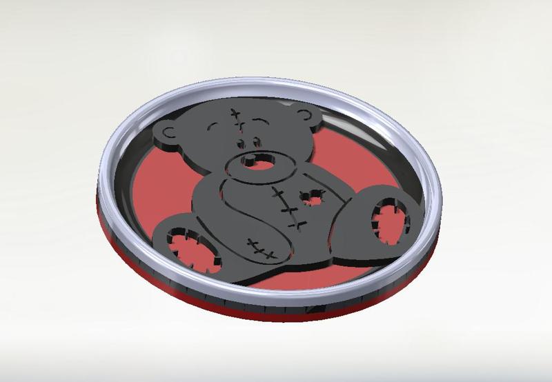 A single-cup coaster with teddy bear