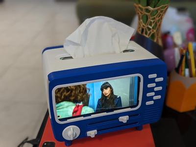 TV Tissue Box Mobile Phone Stand