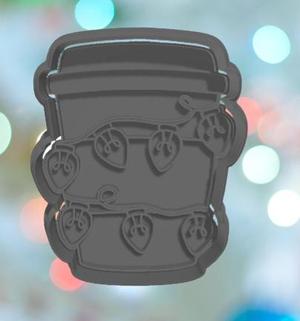 Christmas Cup With Lights Cookie Cutter