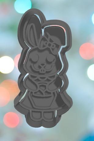 Easter Farmer Bunny Girl Cookie Cutter