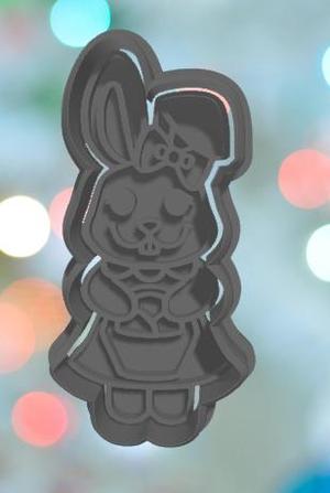 Easter Farmer Bunny Girl Cookie Cutter