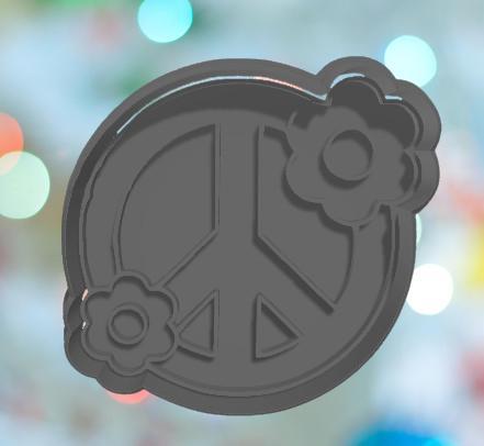 Peace Symbol With Flowers Cookie Cutter