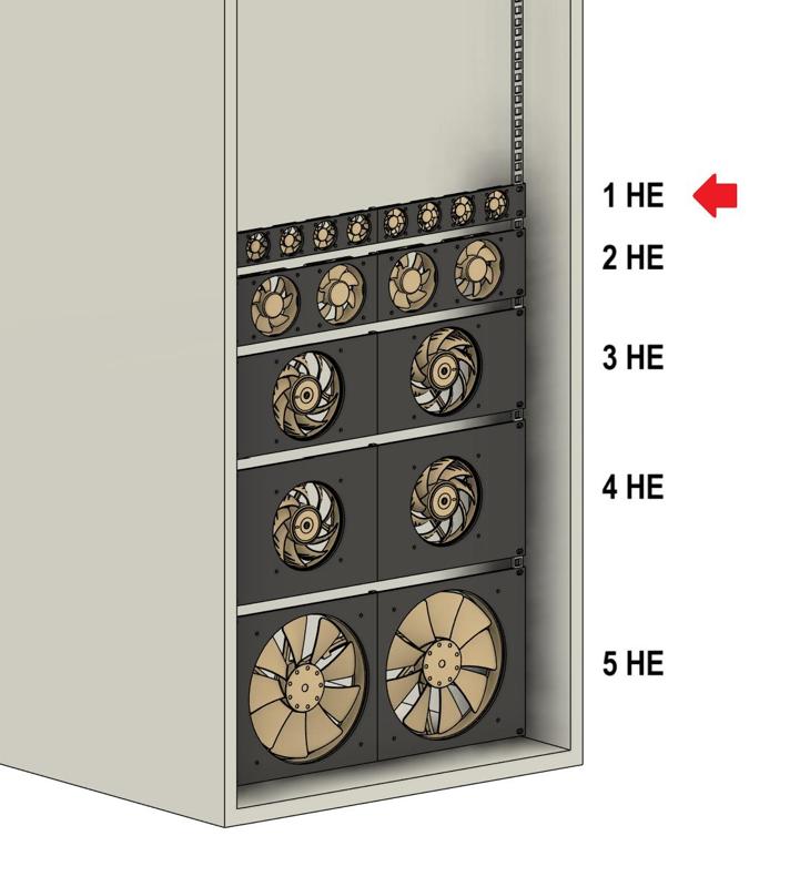 Server Rack 1 U Fan Mount (1 U Fan Unit 19" server rack) V1 (old)