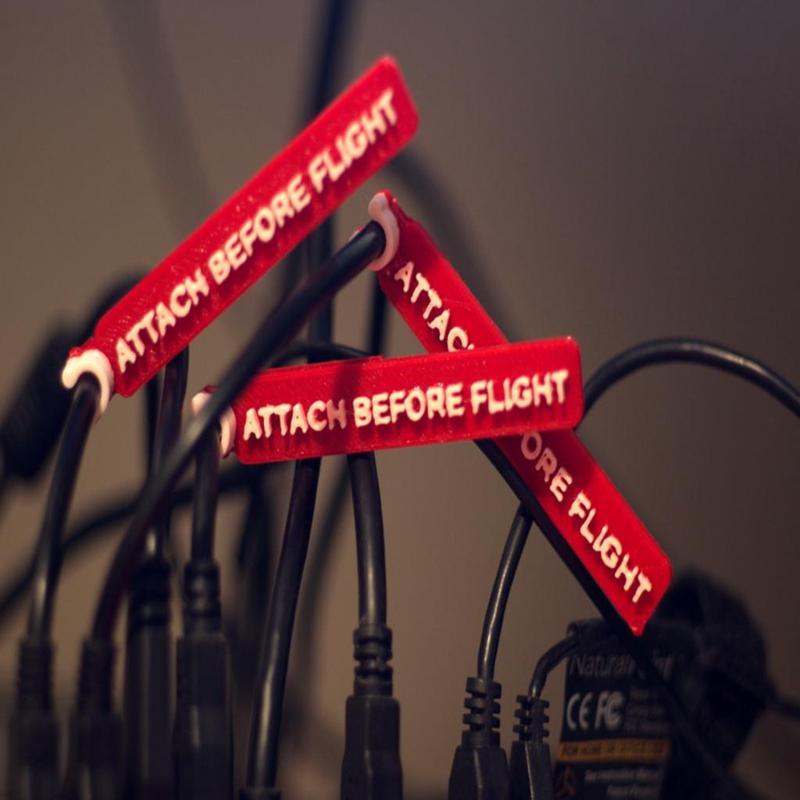"Attach Before Flight" cable tag for joystick/HOTAS