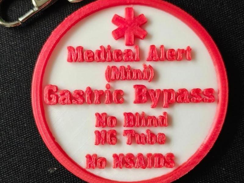 Medical alert keychain Gastric Bypass