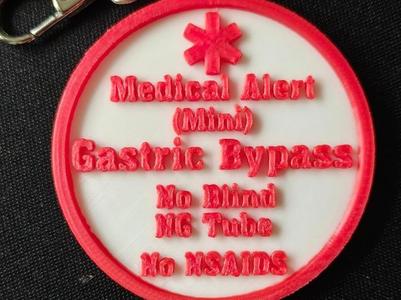 Medical alert keychain Gastric Bypass
