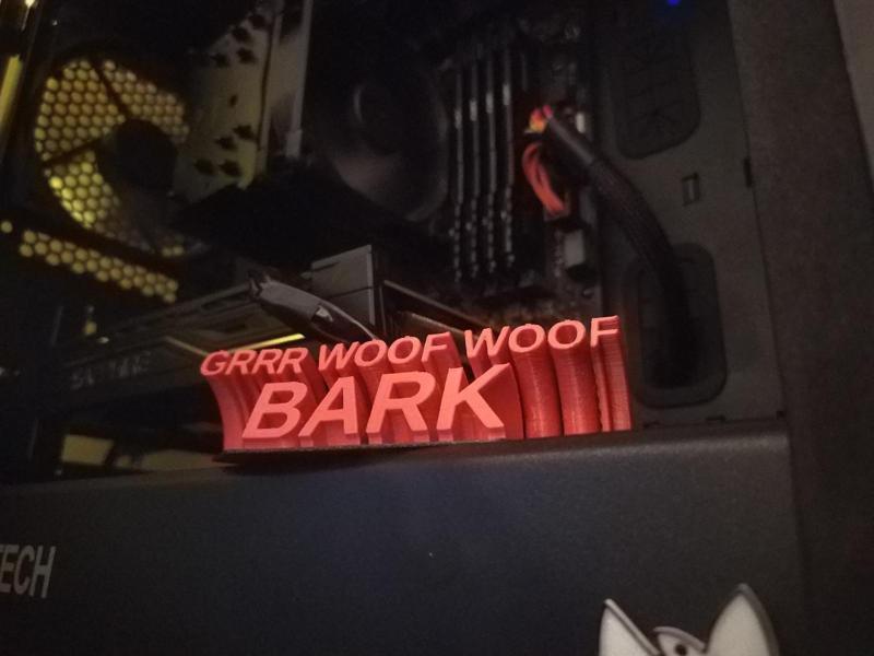 Grr Woof Woof Bark angled text
