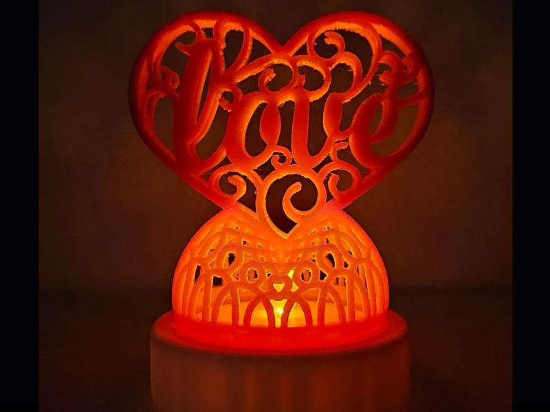 Script "Love" Heart Tea Light Display