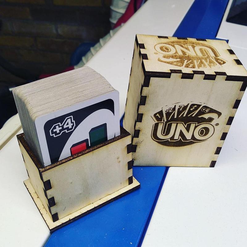 Wood laser box for UNO play cards