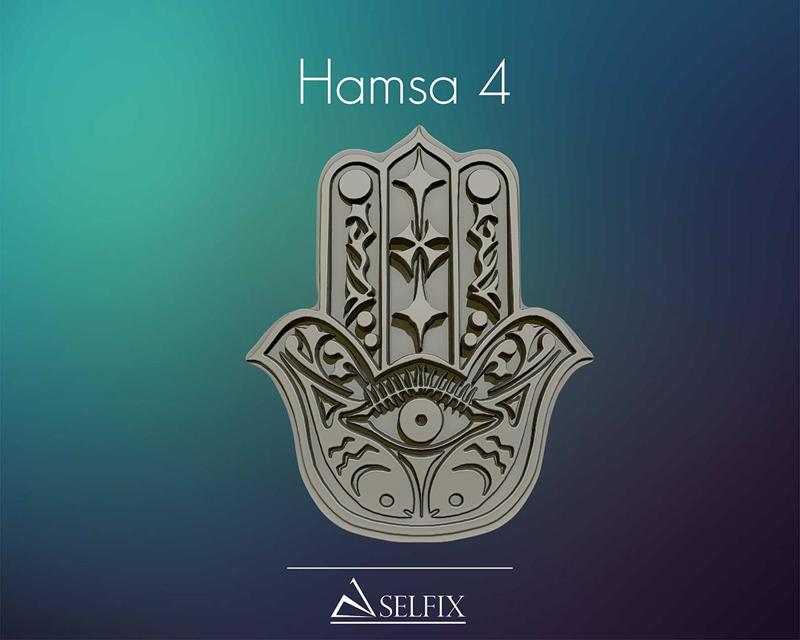 Hamsa Hand symbol 3D model relief 04