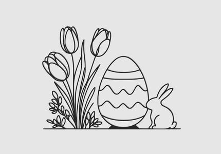 Easter Wall Decoration Line Art
