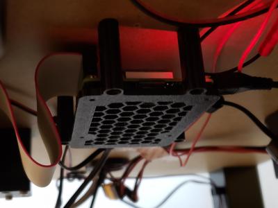 Raspberry Pi 3B+ under shelf mount.