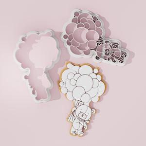 Bear with Balloons Cookie Cutter and Stamp